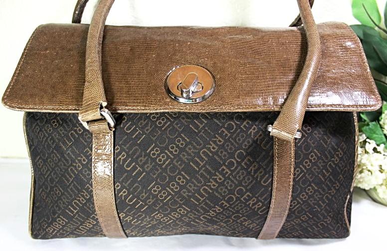 Vintage CERRUTI 1881 Canvas Leather Duffle Doctor Travel Bag Shoulder Bag