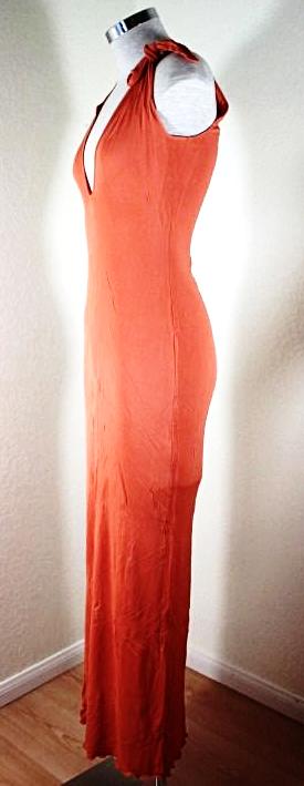 Vintage Jean Paul Gaultier Orange Long Halter One Shoulder Dress Beach Summer Sz. M. 6 7 8