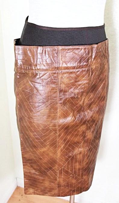 FENDI Brown Leather Pencil Cut Sexy Skirt 4 5 6