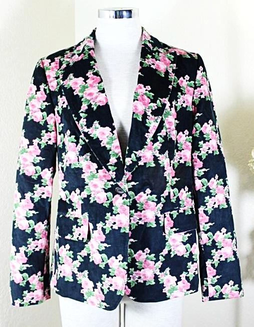 Red VALENTINO Floral Cotton Suit Jacket Green Pink Black 44 5 6 7