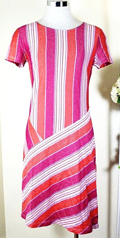 MISSONI Orange Pink White  Multicolored Cotton Blend Dress 42 Small S 4 5 6