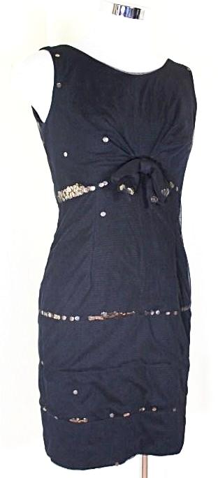 Vintage MOSCHINO Cheap and Chic Mesh Loose Beads Black Cocktail Dress Gown Small 3 4 5