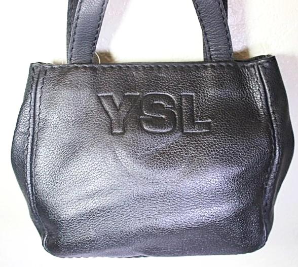 Vintage YSL Yves Saint Laurent Small Grey Leather Tote Hand Bag France