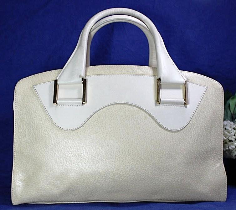 Vintage FENDI Off White Epi Leather Satchel Dr. Office Hand Bag