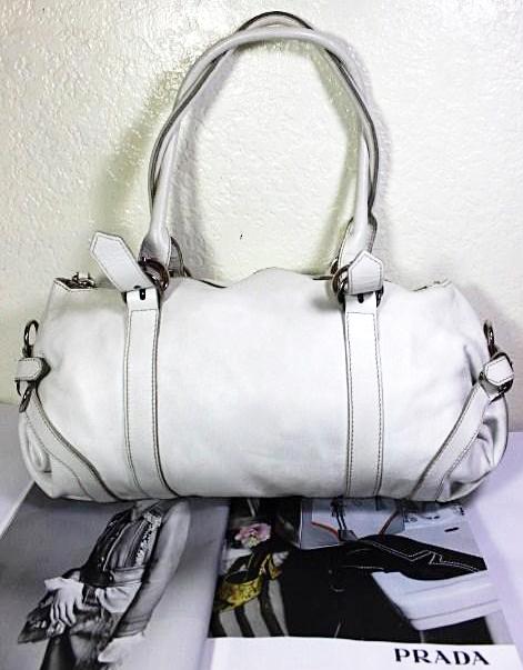 Vintage PRADA White Leather Shoulder Bag