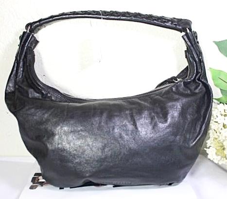 Vintage MIU MIU Black Leather Medium Hobo Shoulder Bag Italy