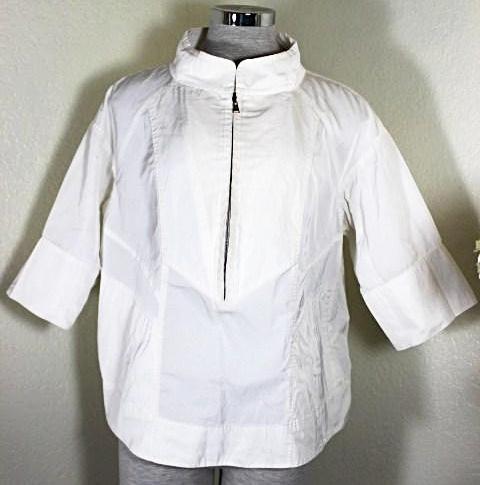 Louis Vuitton White Stylish Dress Shirt Blouse Top Zip Up Sz 44 6 7 8