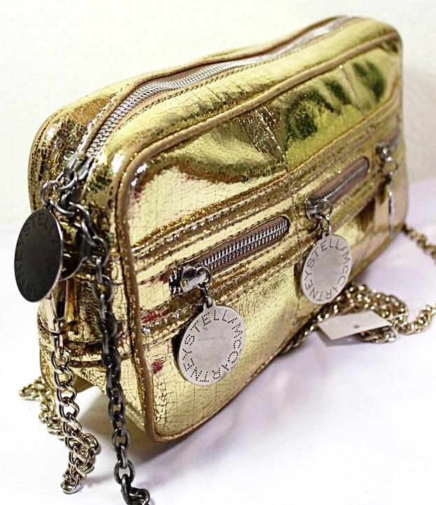 STELLA MCCartney Mc Cartney Shinny Gold Metal Chain Shoulder Bag with Purse