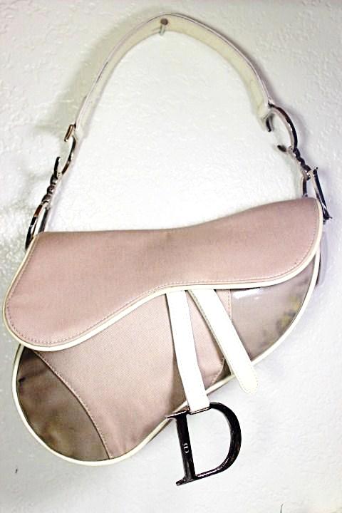 Vintage Christian DIOR Khaki Brown Laminated Canvas Saddle Shoulder Bag Small Italy