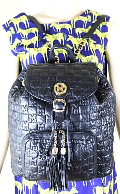 Metrocity Metro City Black Quilted Leather Backpack Back Bag