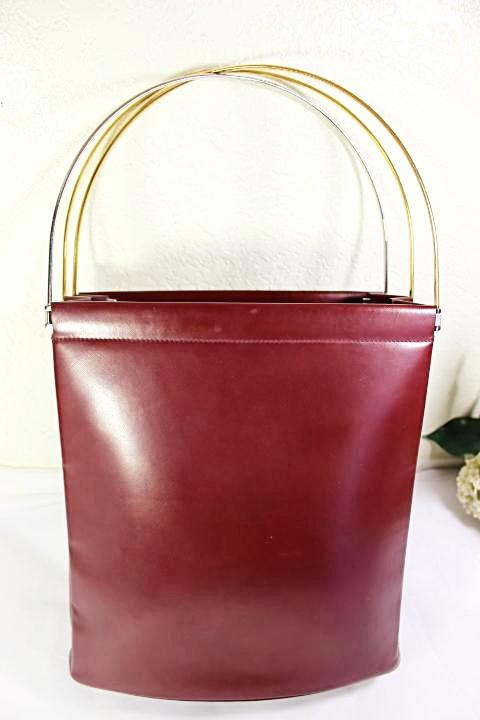 Vintage Cartier Trinity Maroon Leather Tote Shoulder Handbag Hand Bag France